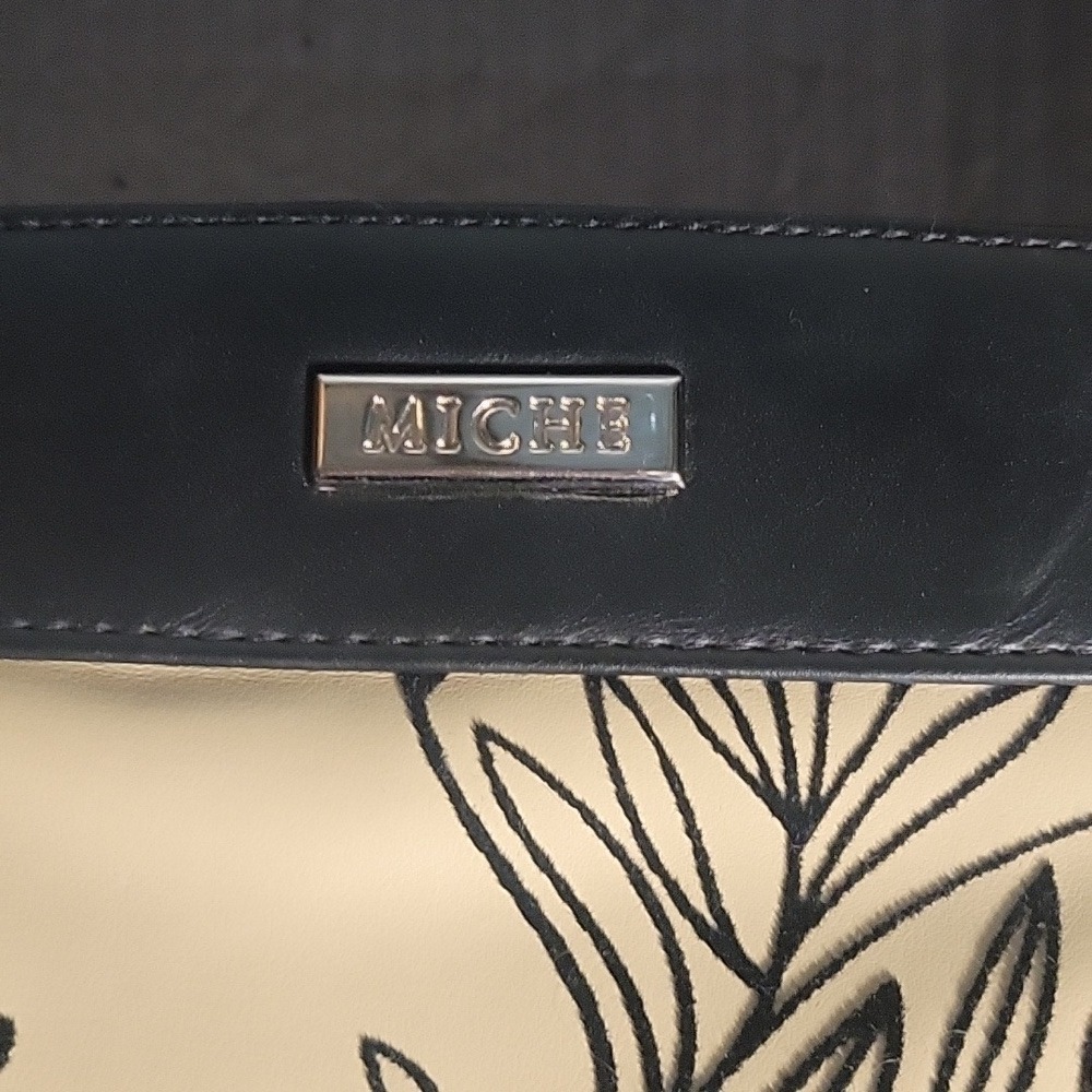 MICHE Floral Satchel Chain Accent Shoulder Bag Purse Designer Floral palm tree - Picture 4 of 10